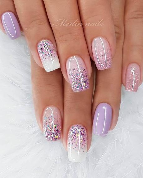 wedding nails with glitter lilac ombre merlin_nails