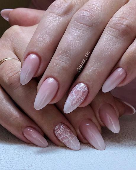vintage wedding nails ombre with lace tatjana_ost