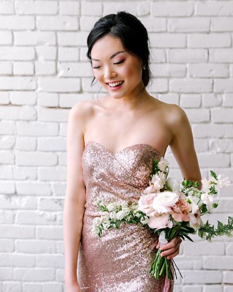 rose gold bridesmaid dresses glitter