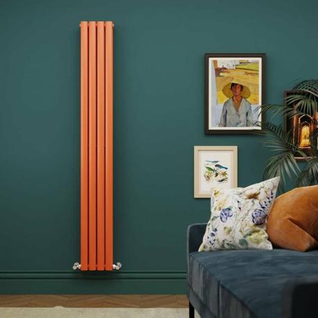 Milano Aruba vertical double panel radiator in sunset orange