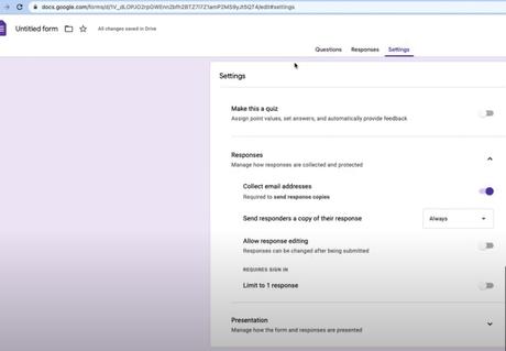 response from google form