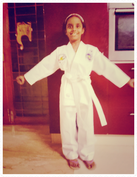 In her new taekwondo dress