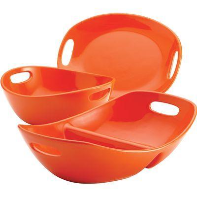 Rachael Ray Stoneware 3-Piece Serveware Set - Orange