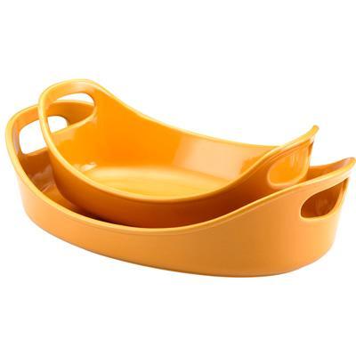 Rachael Ray Stoneware Oval Baker Set Yellow