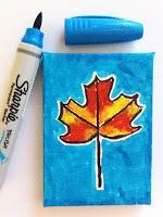 Sharpie Leaf on Mini Canvas