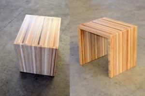 This stool's colors come from the wood itself, no stain, dye, or paint was added in the upcycling process.