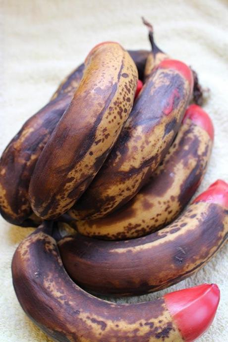 Over ripe bananas, just ready to be made into banana bread.