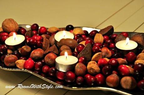 Cranberries and Nuts in Silver Tray