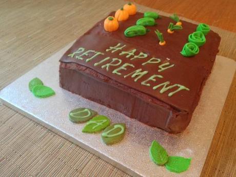 happy retirement dad allotment cake with vegetable patch personalised fondant details
