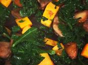 Roasted Butternut Squash with Wilted Kale, Mushrooms Garlic #SundaySupper
