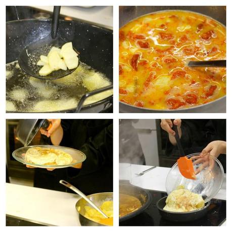 The steps to making a Spanish omelet.