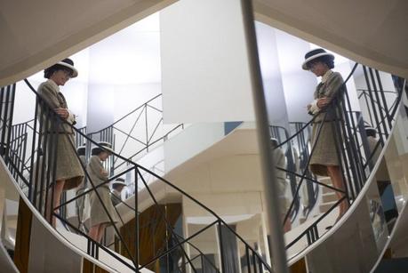 Geraldine Chaplin as Gabrielle Chanel on the famous mirrored staircase. Photo by Olivier Saillant
