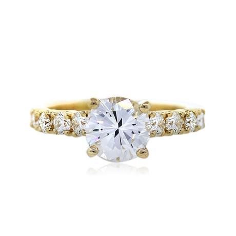 GIA Certified round diamond engagement ring with yellow gold setting