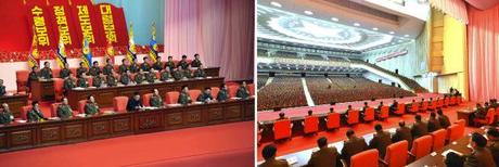 View of the rostrum and participants of the 2nd National Security Personnel Meeting at the 25 April House of Culture in Pyongyang (Photo: Rodong Sinmun).