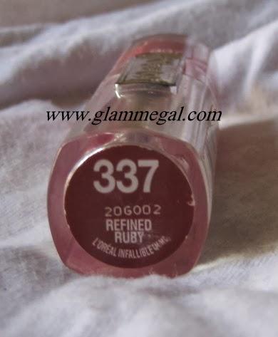 337 refined ruby loreal infallible lipstick