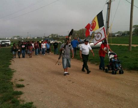 Rosebud Sioux on solidarity march against KXL earlier this year (photo by Brenda Norell)