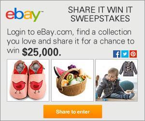 Win $25,000 in the eBay Share It Win It Sweepstakes Win $25,000 in the eBay Share It Win It Sweepstakes