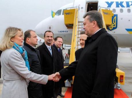 Ukrainian President Viktor Yanukovich arrived in Austria Thursday.