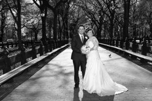 L&A central park wedding on the Mall b&w