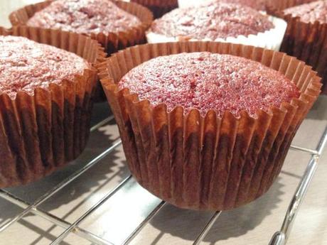 freshly baked red velvet chocolate and vanilla full size cupcakes easy recipe bake from scratch
