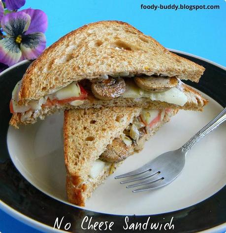 Mushroom Tomato and Cucumber Sandwich | No Cheese Sandwich