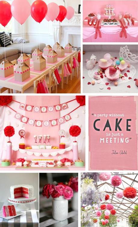 red and pink themed birthday party