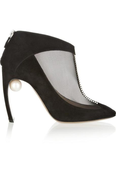 NICHOLAS KIRKWOOD Embellished suede and mesh ankle boots €770