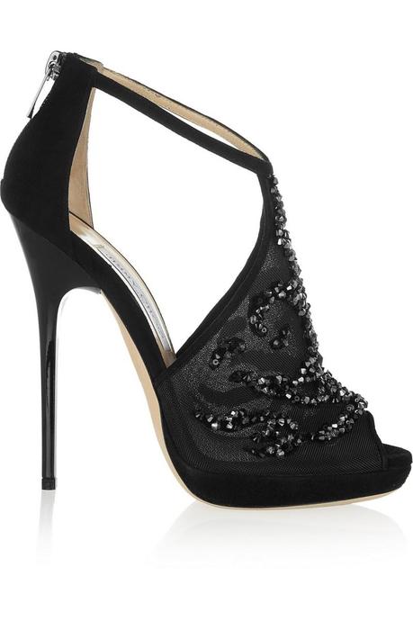 JIMMY CHOO Embellished mesh and suede sandals €1,395