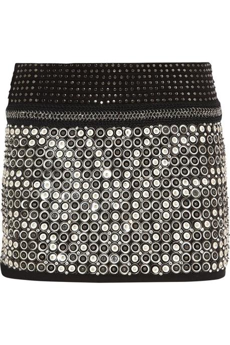 ROBERTO CAVALLI Embellished leather and suede mini skirt €3,835