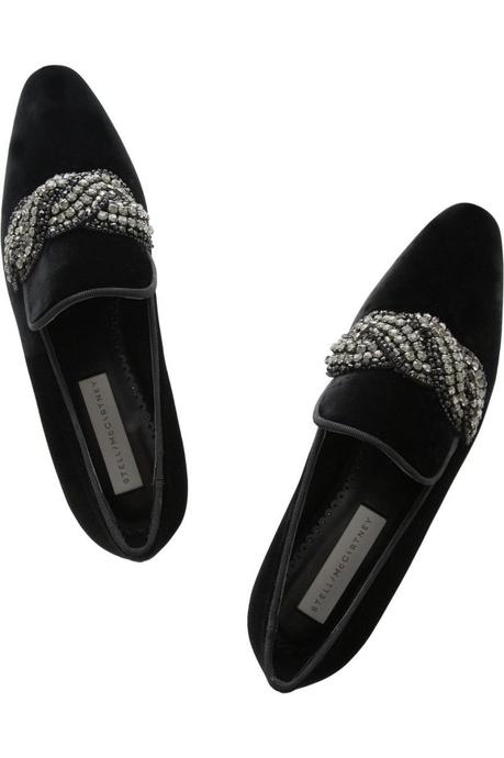 STELLA MCCARTNEY Crystal-embellished velvet slippers €555