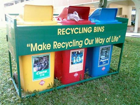 Colorful recycling bins