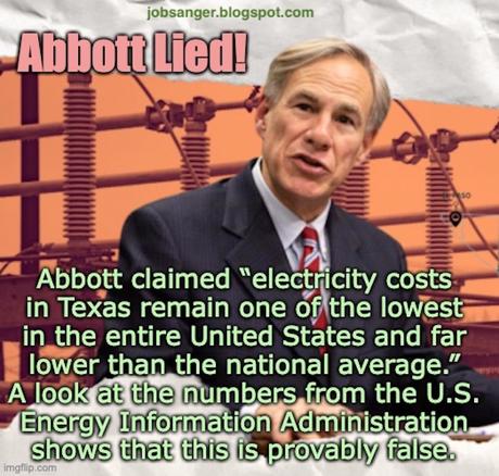 Abbott Lied About Texas Having Low Electricity Prices