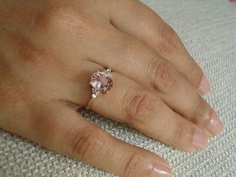 peach sapphire custom ring at Gemsny