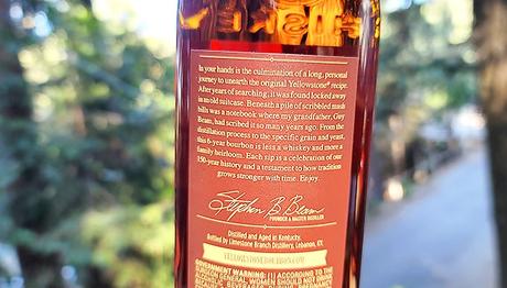 Yellowstone Family Recipe Bourbon 6 Years Back Label