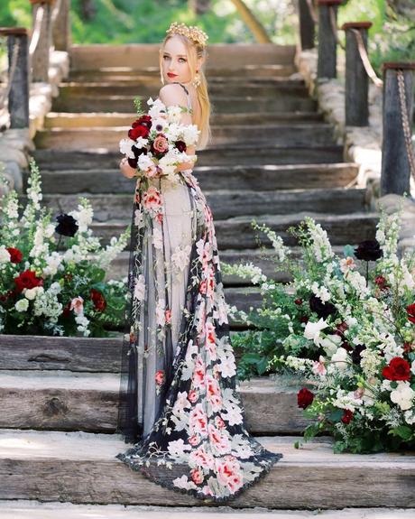 embroidered wedding dresses black floral clairepettibone