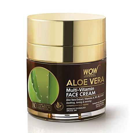WOW Skin Science Aloe Vera Multi-Vitamin Face Cream - Anti-aging, Hydrating, Non Comedogenic, Age Spot Reducing - For Normal to Oily Skin - No Parabens, Silicones, Color, Mineral Oil & Synthetic Fragrance - 50 ml