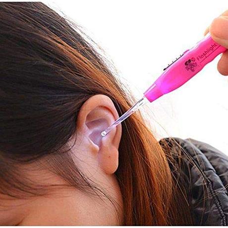 QTH Illuminated Light Flashlight Pick Ear Wax Remover 2 Pcs (Multicolour)