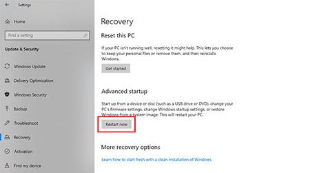 Advanced startup - How To Factory Reset Windows 10 Laptop From Boot