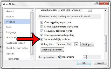 How to View Document Readability Statistics in Word 2013