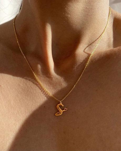 bridesmaid jewelry gold initial necklace