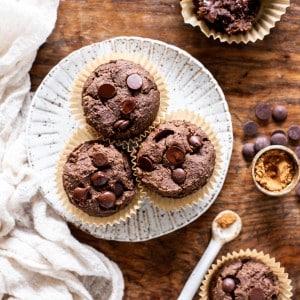 Vegan Double Chocolate Pumpkin Muffins