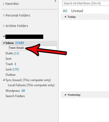 How to create folders in Outlook 2013