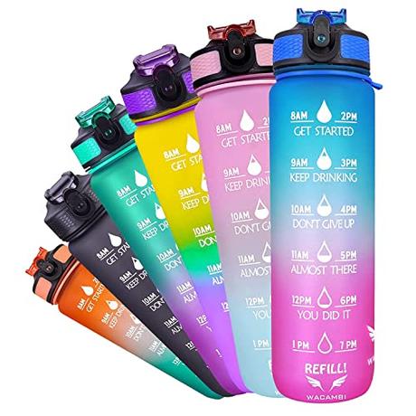 DEEJET Unbreakable Water Bottle 1L with Motivational Time Marker measurement, Leakproof Durable BPA...