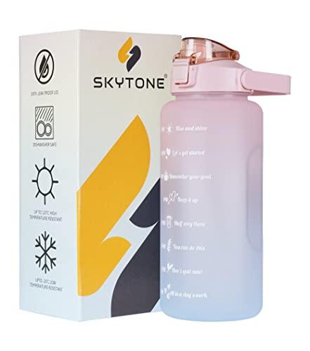 SKYTONE GYM Plastic Water Bottle, Spirit Motivational Water Gallon with Time Marker Large Capacity...