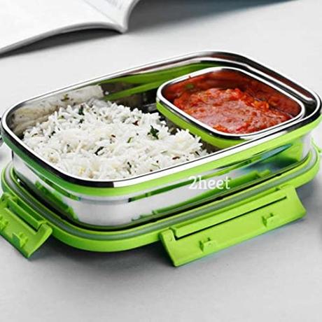 2heet Stainless Steel Lunch Box with Air Tight Spill Proof Lid, Container Insulated Tiffin Box/Lunch...