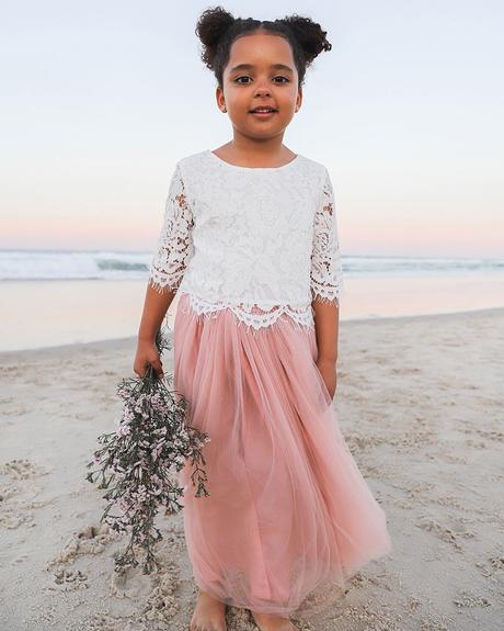 flower girl lace top tulle skirt