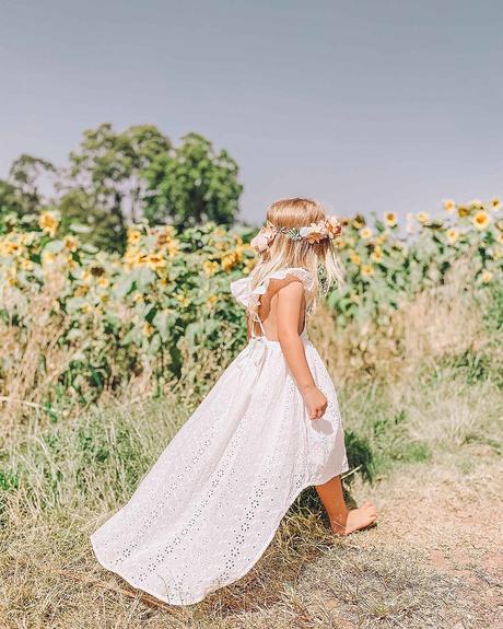 flower girl long white sleeveless dress