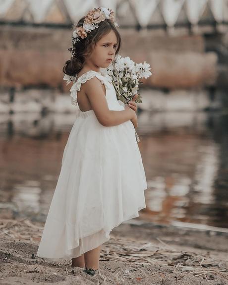 flower girl vintage lace white dress