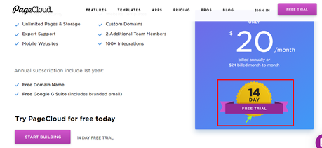 PageCloud Review- pricing Plan