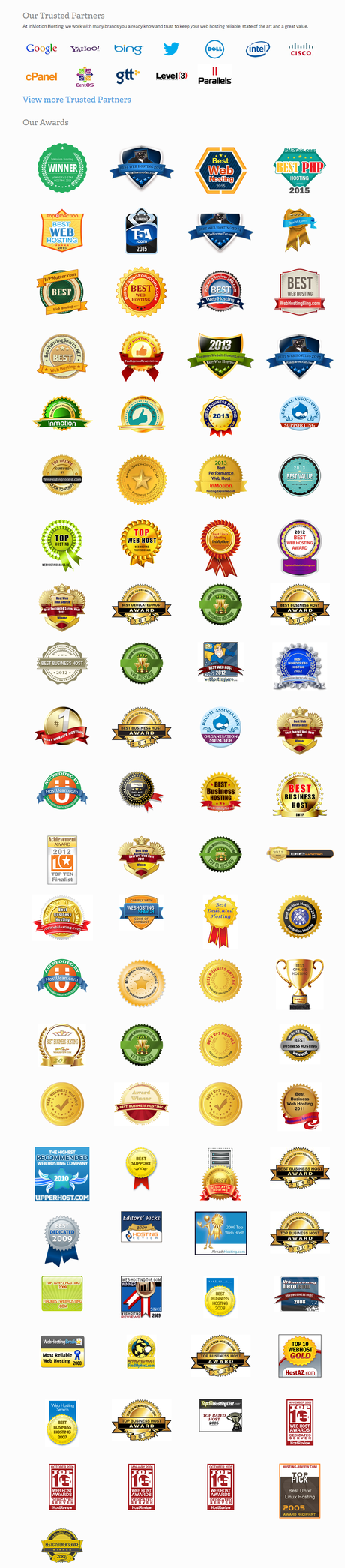 InMotion Hosting Partners and Awards